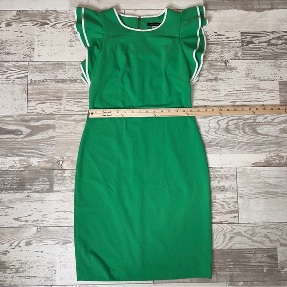 Tommy Hilfiger Green Sheath Dress Ruffle Sleeves Size 6 - Picture 5 of 10